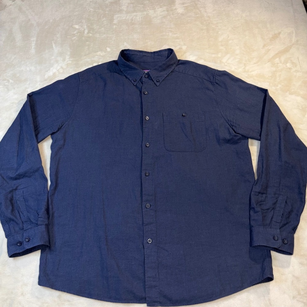 Patagonia Mens Organic Cotton Long Sleeve Button Down Shirt Navy Blue Large